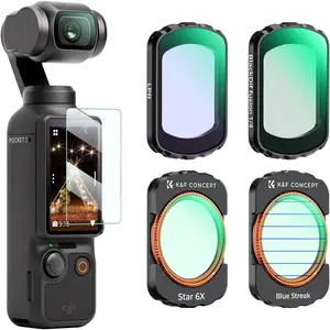 K&F Concept 4-Pack Dual Coating Magnetic Lens Filter Set for DJI Osmo Pocket 3, Camera Accessories with Black Diffusion 1/4, Blue Streak, Light Pollution Reduction, Star Light Filters for Cinematic Effects, Star Burst
