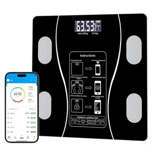 Smart Bluetooth body fat scale, digital weighing scale with BMI, fat percentage, skeletal muscle mass, muscle percentage, water percentage, visceral fat, and body age