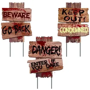 Halloween Decorations, 3 Pack 19" x 16" Yard Signs Stakes Props Outdoor Decor Scary Zombie Vampire Graves Holiday Party Supplies