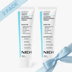 2 Pack NIDA Youthful Formula Ultimate Moisturizing Cream (100mL) / Collagen, Niacinamide, Centella Asiatica, Hyaluronic Acid / Wrinkles, Dark Spots, Skincare Hydrating Daily Moisturizer Moisture Hydrate