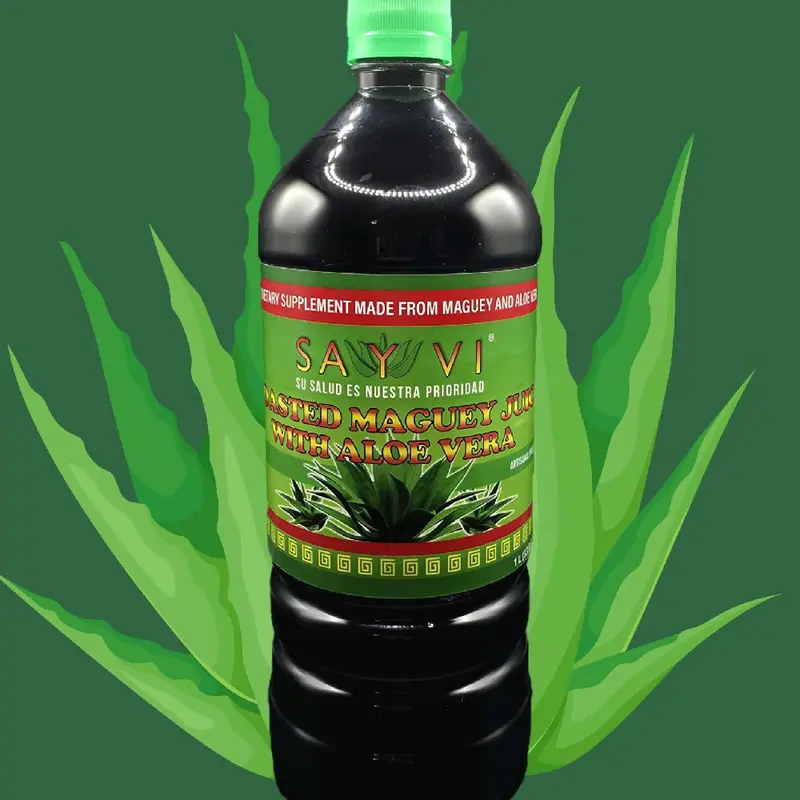 Sayvi Roasted Maguey Juice with Aloe Vera and 10 medicinal plants- Natural  Dietary Supplement for Health - 100% Pure Maguey & Aloe Vera Blend Jugo de  maguey asado con Sabila y 10