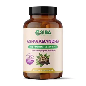SIBA Ashwagandha Capsules - 120 Vegan-Friendly Plant-Based Supplement for Daily Wellness & Nervous System Support - 10000mg Ultra Pure High Absorption - Healthcare, Edible