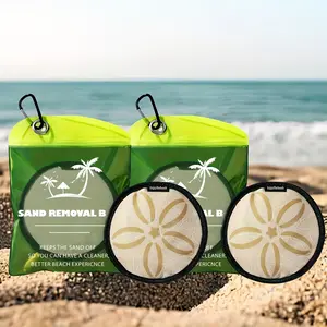 2pcs Beach Sand Remover and Bag Set, Reusable Sand Cleaner, Sand-Free Beach Bag, Camping Gadget, Sand Brush for Outdoor Activities