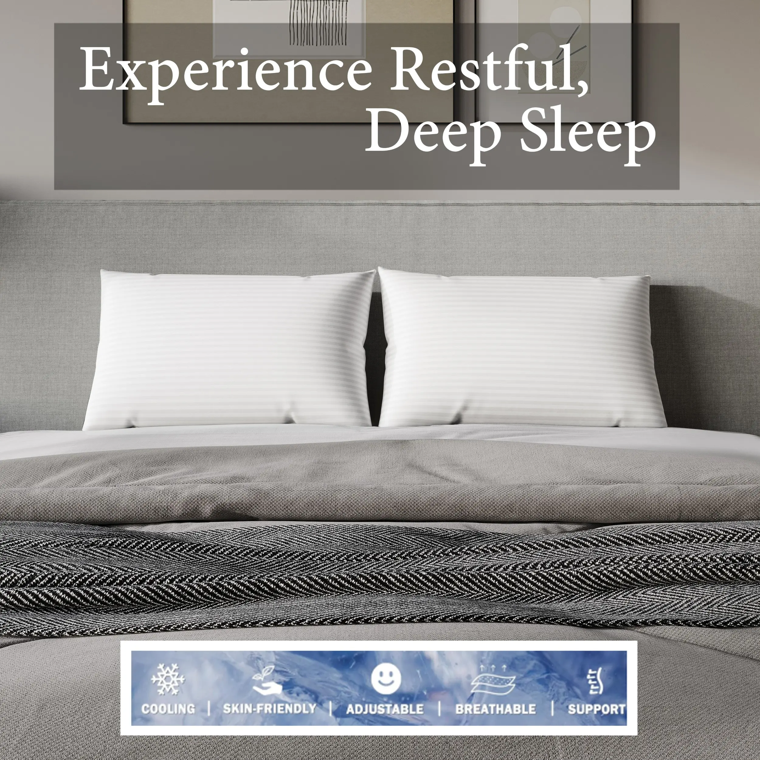 Favorer Windsor Queen/King Size Microfibre Bed Pillows (Set of 2) - 5.9" Height, Soft, Supportive Neck, Breathable, Skin-Friendly, Formaldehyde-Free, Methanol-Free for Better Sleep