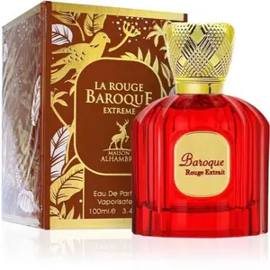 Maison Alhambra La Rouge Baroque Extreme for Unisex Eau de Parfum Spray, 3.4 Ounce Lattafa Aromatic Woody Fragrance Arabian Fragrance