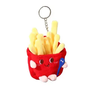 Hamburger Hot Keychain Dog French Fries Chicken Thigh Bread Plush Cute Small Keychain for Party Birthday Gifts Backpack