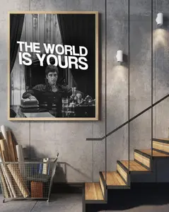 Scarface Tony Montana The World Is Yours Poster Print | Motivational Movie Poster Wall Art for Office, Man Cave, or Home Decor