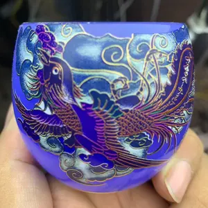 Handmade Purple Glazed Night Light Cup for Building Tea Cups