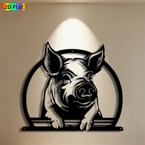 1pc Pig Metal Wall Art,Pig Statue Mural, Ideal Gift for New Year, Christmas, Animal Decor Enthusiasts, Weather-Resistant Metal Wall Decor Wall Sculptures, Perfect for Farmhouse Wall & Garden Fence Pig Enthusiasts