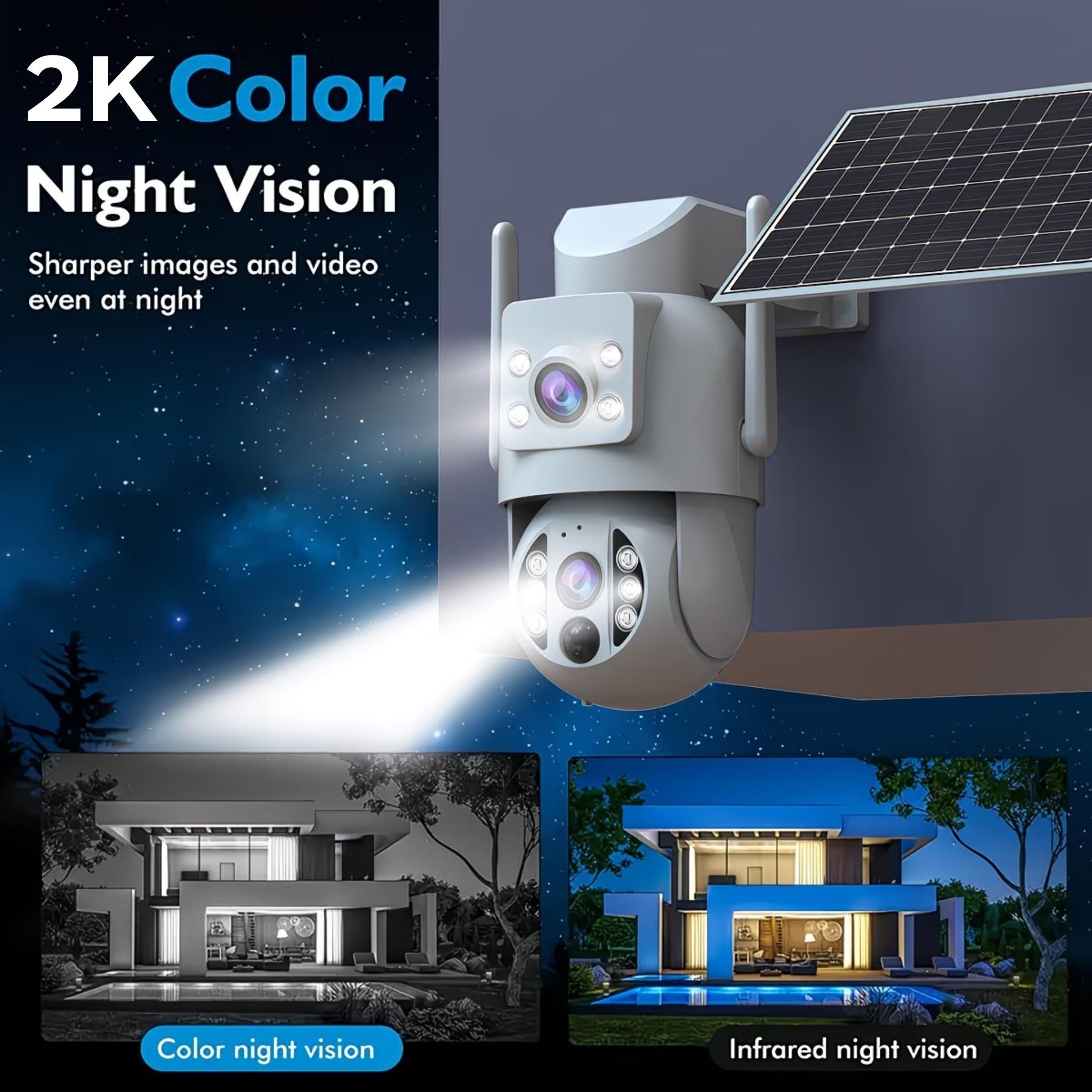 JOOAN Solar WiFi cctv Security Camera 2K HD Outdoor Wireless Camera with Spotlight PIR Motion Detection Color Night Vision Waterproof IP66 Dual Lens 360° PTZ No Blind Spot Auto Tracking Two-Way Audio Siren Alarm Alexa Compatible