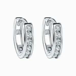 Sterling Silver CZ Pave Cuff Huggie Earrings