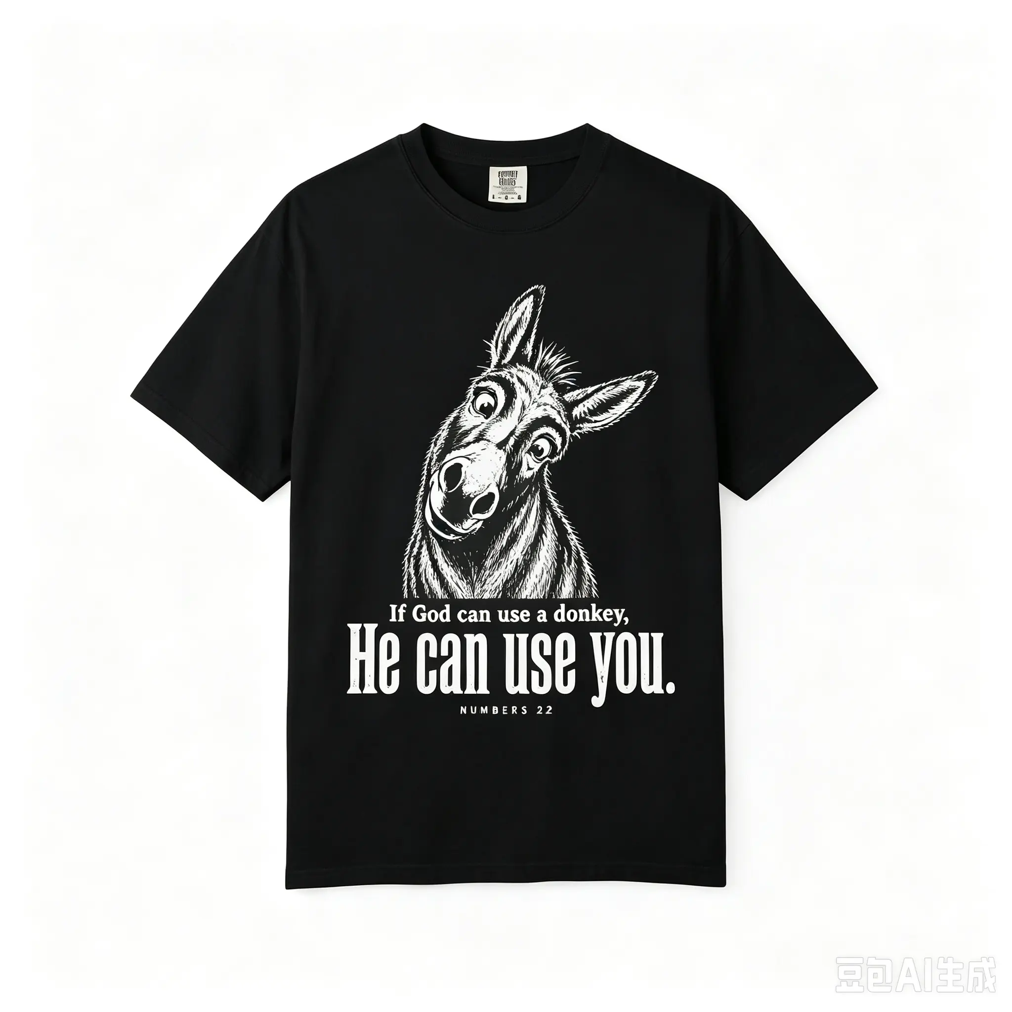 Men's Christian Faith Graphic T-Shirt - Comfortable Casual Everyday Fabric, Short-Sleeve Black Tee with "If God Can Use a Donkey He Can Use You" Print, Shortsleeve