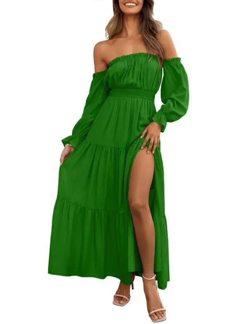 knee length dresses for ladies Vintage Pattern Off-Shoulder Loose Dress / Punk Female Cross Straps Short Dress main image 0