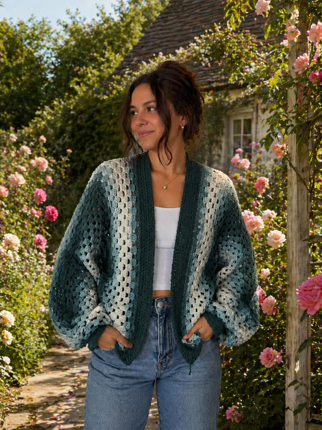 Teal Variant Hexagonal Cardigan