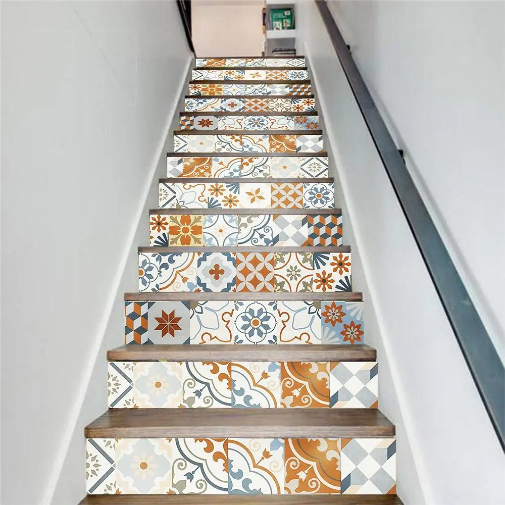 Stair sticker, tile sticker, Peel and paste stair sticker vinyl strip sticker sticker sticker waterproof removable wall sticker 100cm * 18cm * 13pcs/1 set