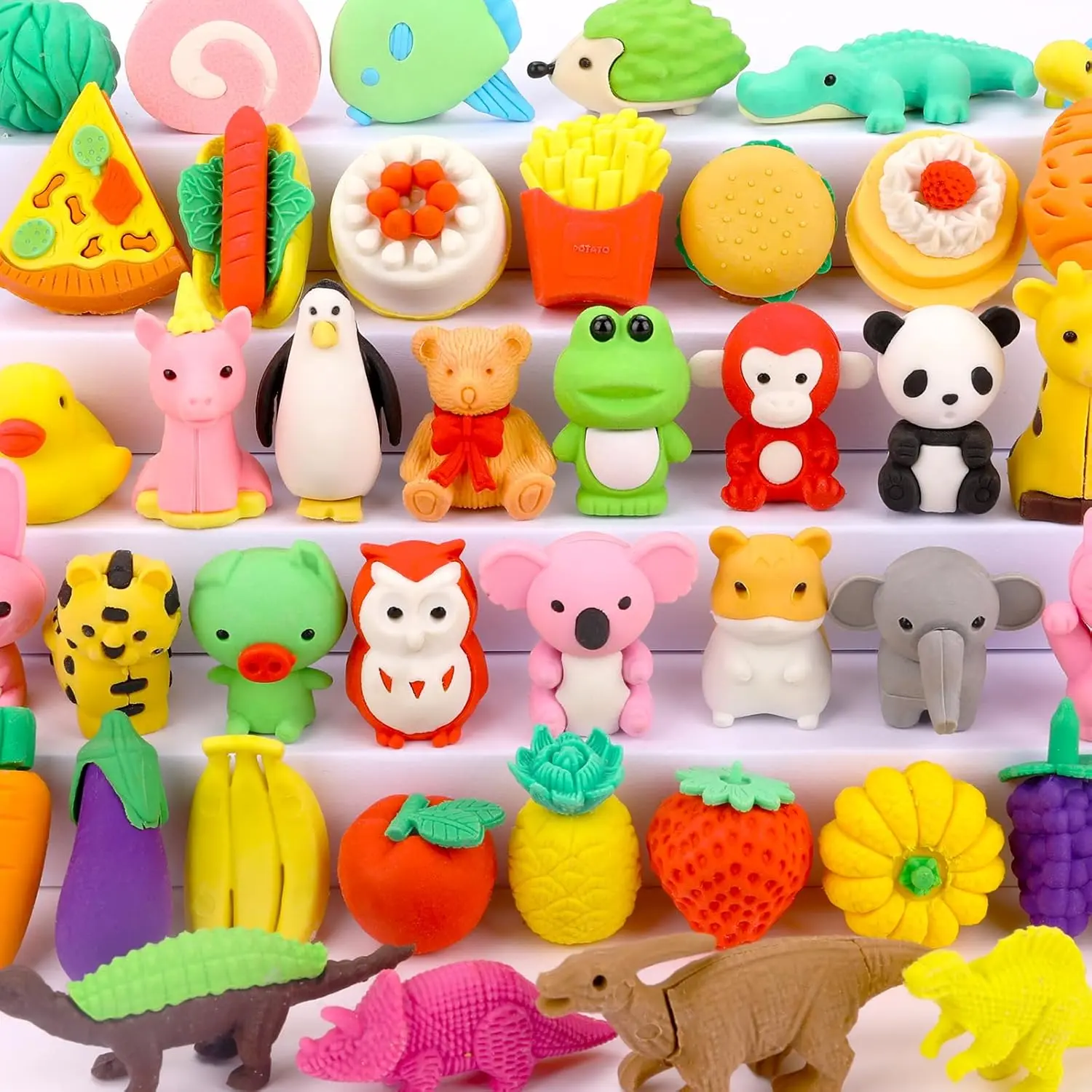 50PCS Animal Erasers for Kids, 3D Pull Apart Puzzle Erasers, Bulk Mini Erasers for Classroom Rewards, Treasure Box Prizes, Party Favors, Goodie Bag Fillers, School Supplies