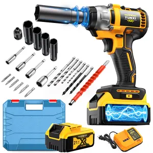 YUNXI 21V 350N Cordless Impact Wrench Wireless Drill Kit, Brushless Electric Impact Gun Drill, Impact Wrench Drill, Toolbox, Charger, Socket And Complete Accessories. Suitable For Men'S Gifts In Cars And Homes | Father'S Day Gifts Set with Work Light