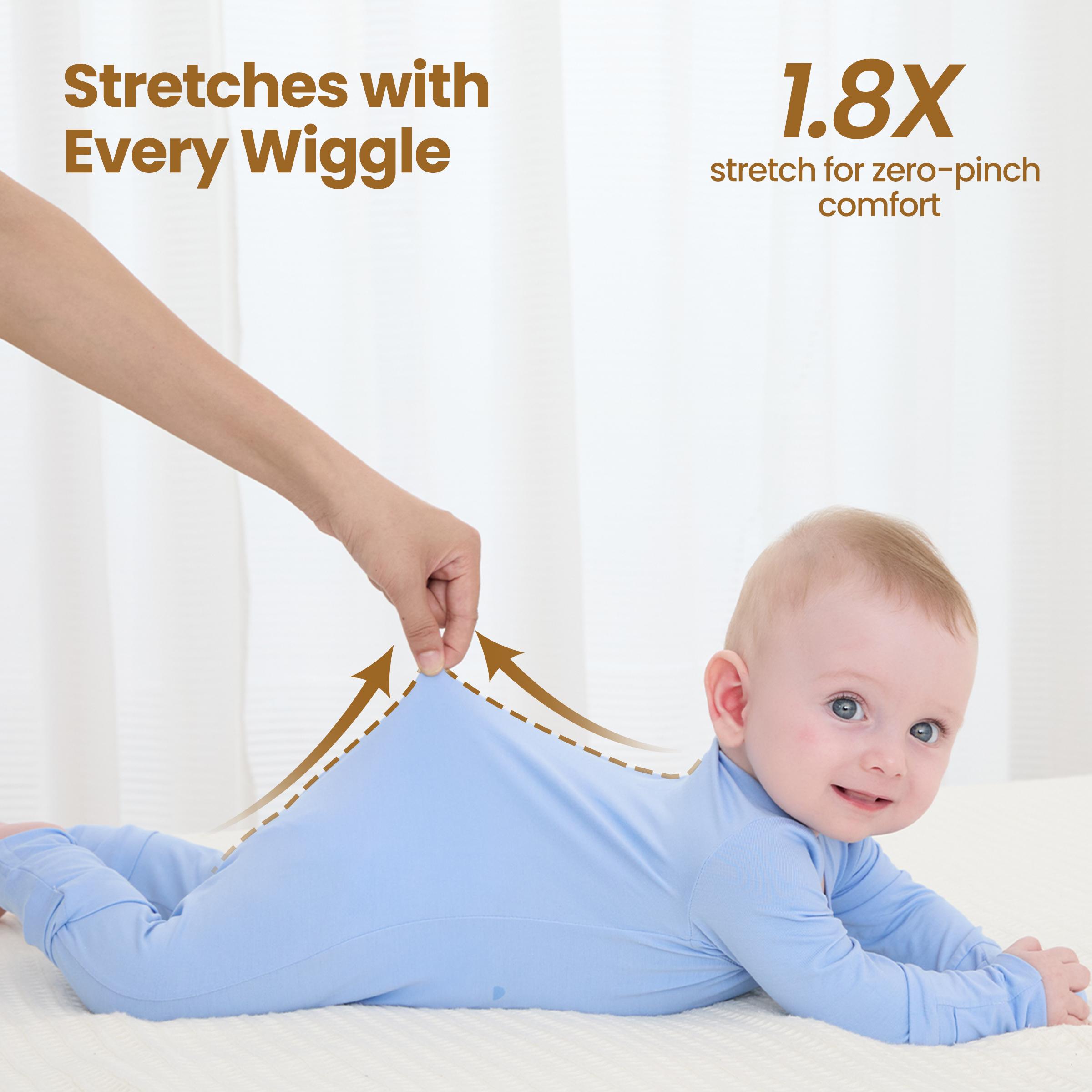 PATPAT Baby Footie Romper, Viscose from Bamboo, Long Sleeve, 2-Way Zipper, Fold-Over Mittens, Cuffs & Anti-Slip Grips Toddler Outfit Baby Clothing，SprIngGIowUp ,RefreshedLook