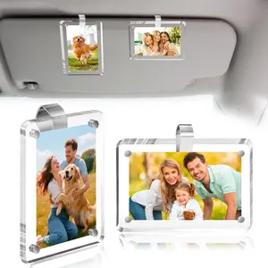 2Pcs and 4Pcs Car Picture Holder for Sun Visor, 2.36"x3.54" Magnetic Car Visor Photo Clip - Horizontal & Vertical Display, Car Photo Holder Universal Fit for Car Visors, Personalized Car Picture Frame, Gift For Valentine‘s Day
