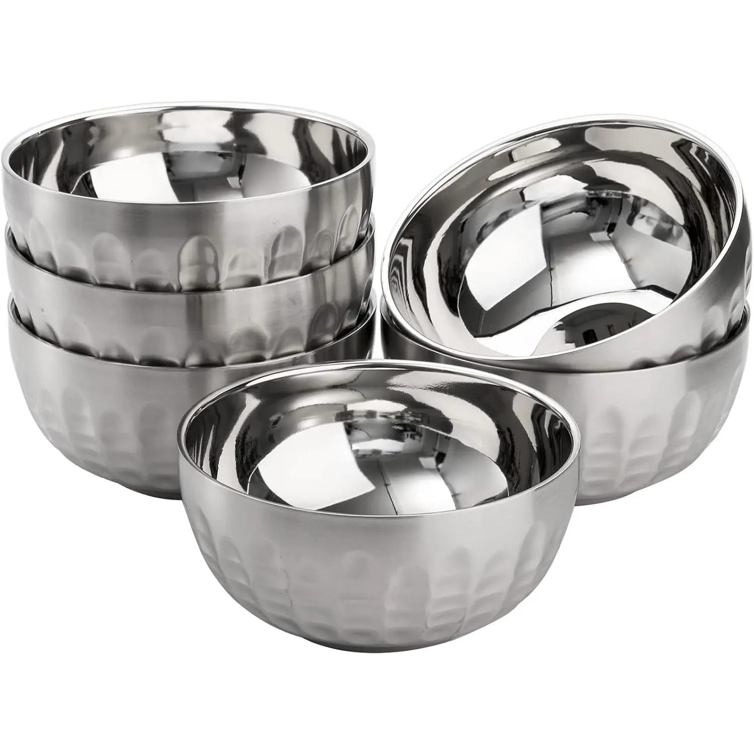 6 Pack Stainless Steel Cereal , 28oz Double-Walled Insulated Bowl, Non-slip Serving  for Mixing, Salad, Soup, Dinner, Dessert