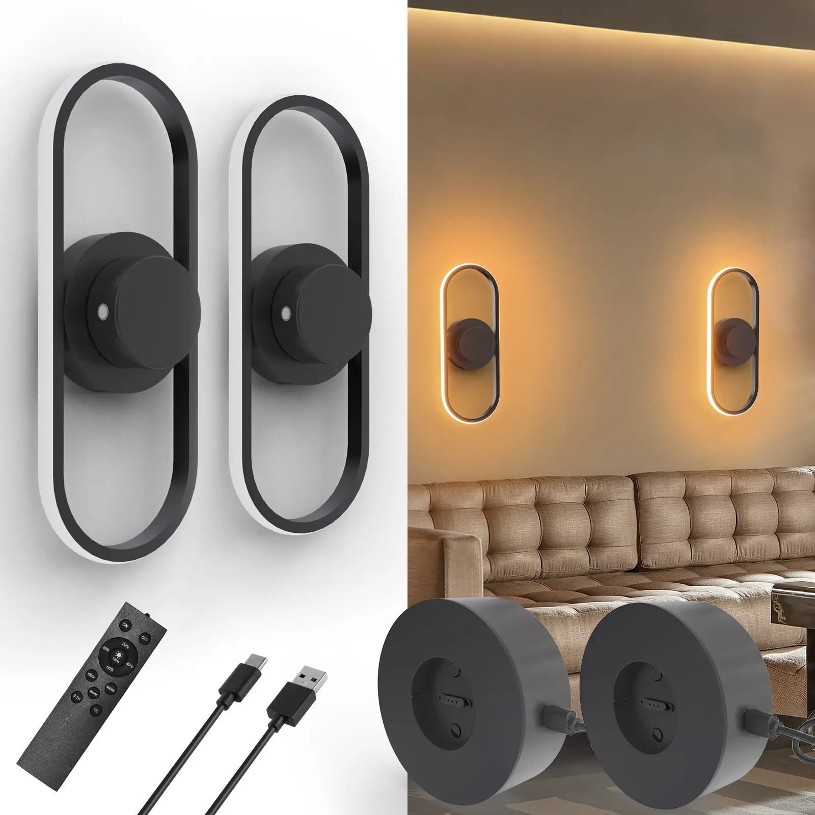 Motionless Oval Wall Lamp-2P