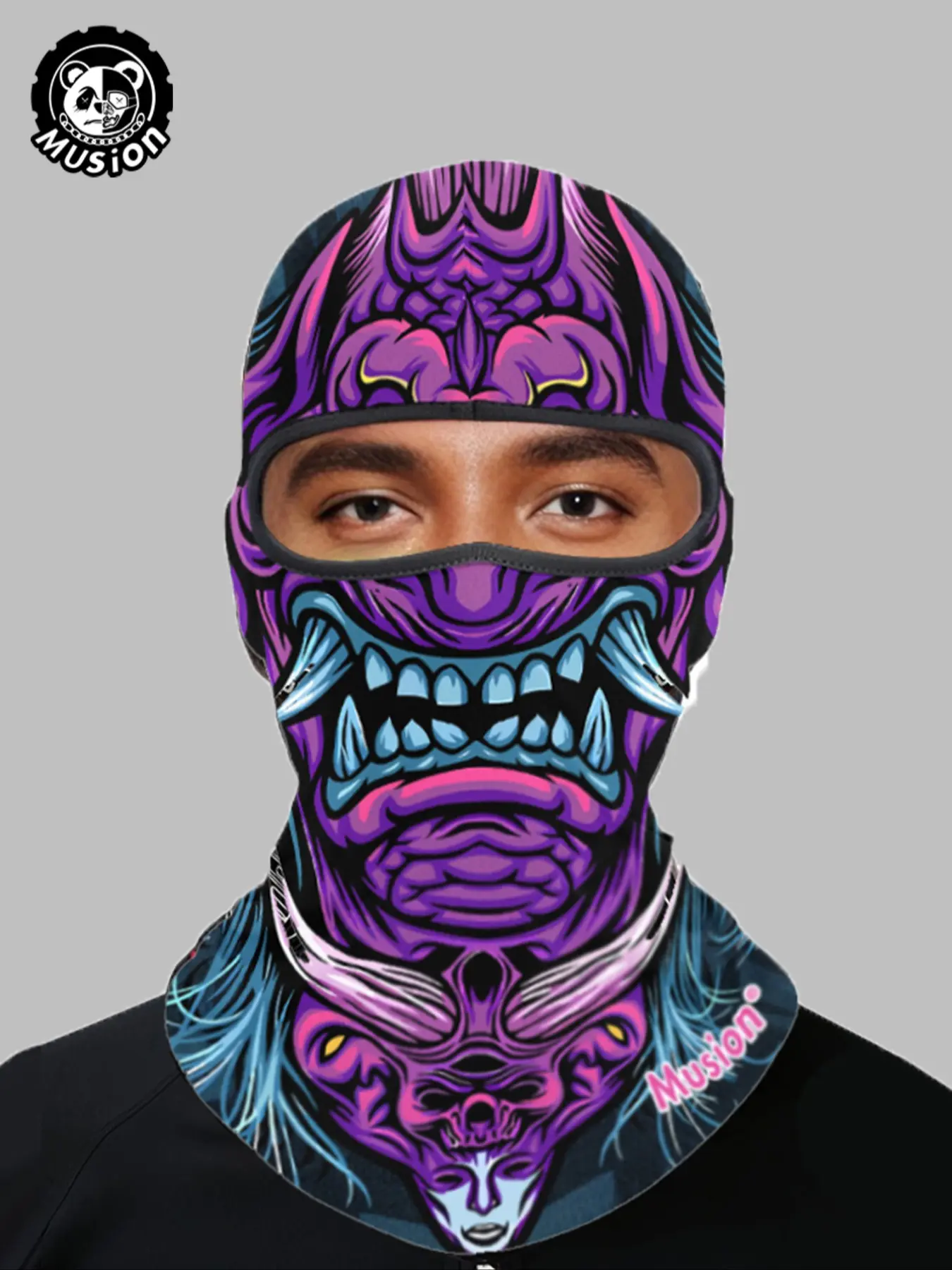 Musion Full Face Mask Neck Gaiter, Sunscreen Dustproof Multi-Functional, Unisex Skull Party Style, Suitable for Cycling Motorcycle Sports Outdoor