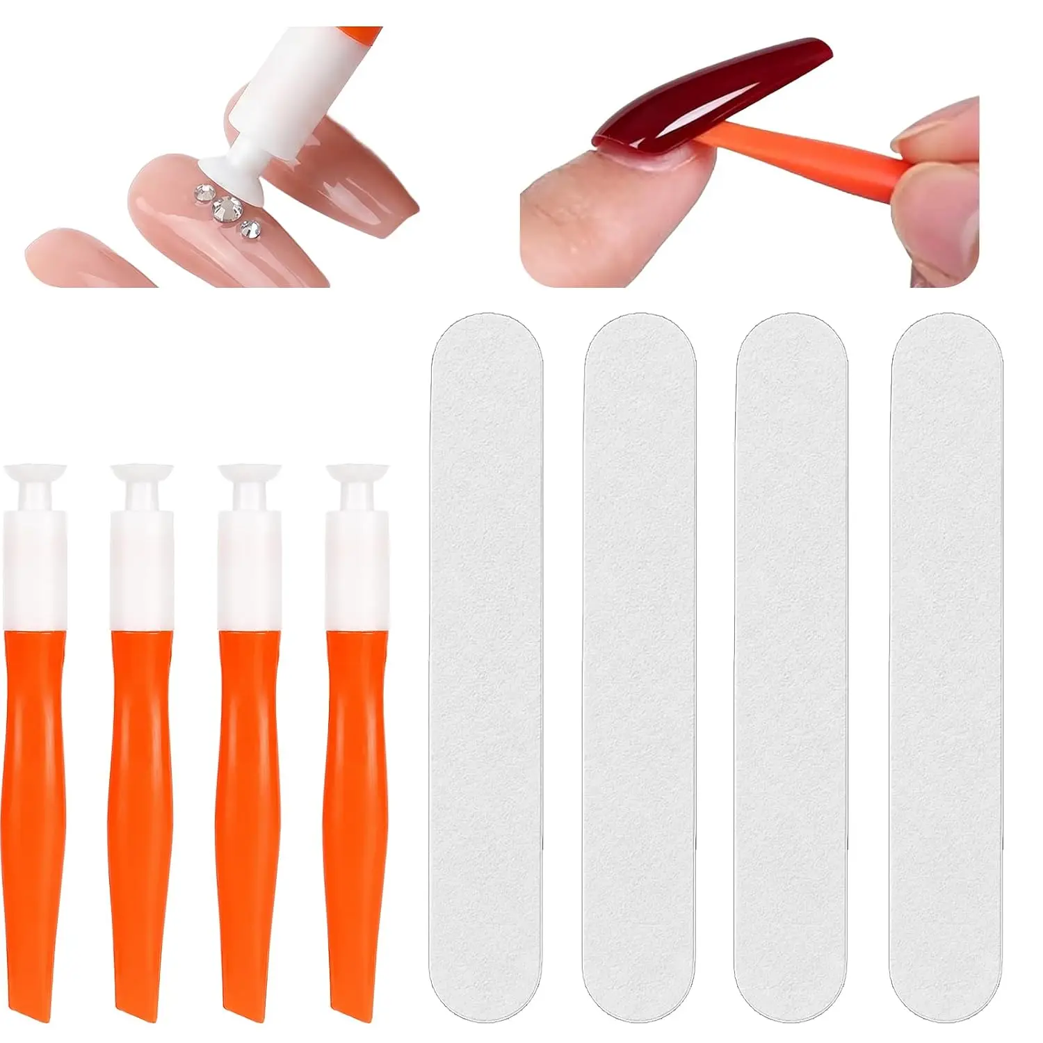 8Pcs Press On Nail Removal Tool Kit with Silicone Nail Suction Cup Lifter & Nail Files 2 in 1 Nail Tip Remover Tool for Easy Fake Nail Replacement Damage Free Nail Change Kit for Beginners & Professional Nail Artists
