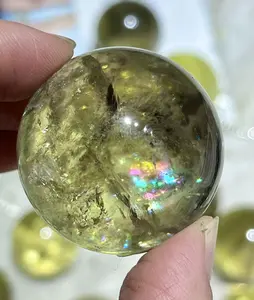 1count Natural citrine sphere natural rainbow crystal Home Ornament