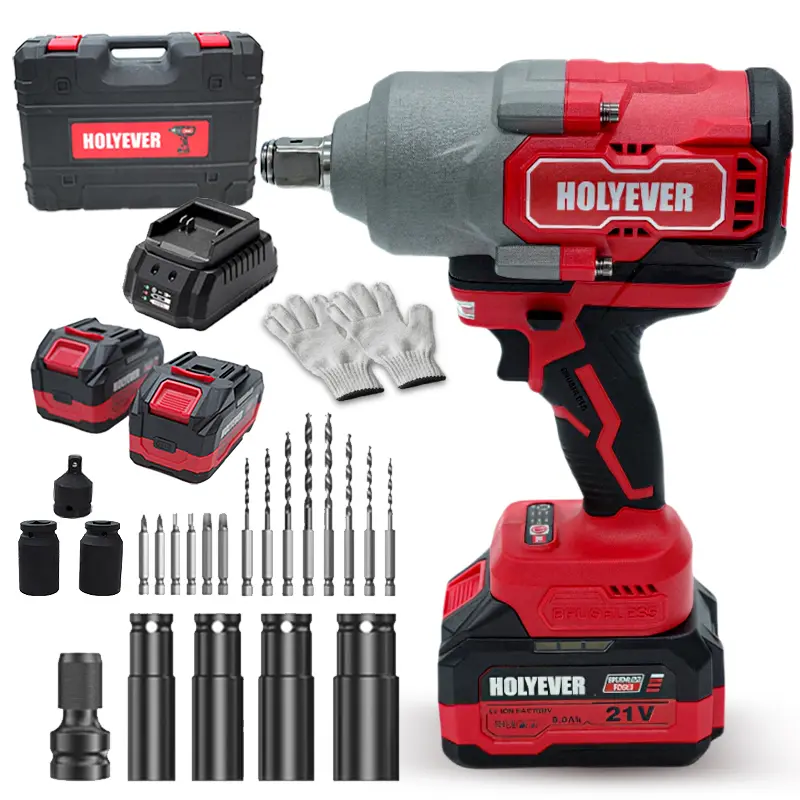 HOLYEVER 3/4" Cordless Brushless Variable Speed Impact Wrench, 2000 Nm High Torque Heavy-Duty Car Tools Kit with 2×6.0Ah Batteries, Fast Charger & Accessories for Truck, Car Repair, Variable Speed Wrench