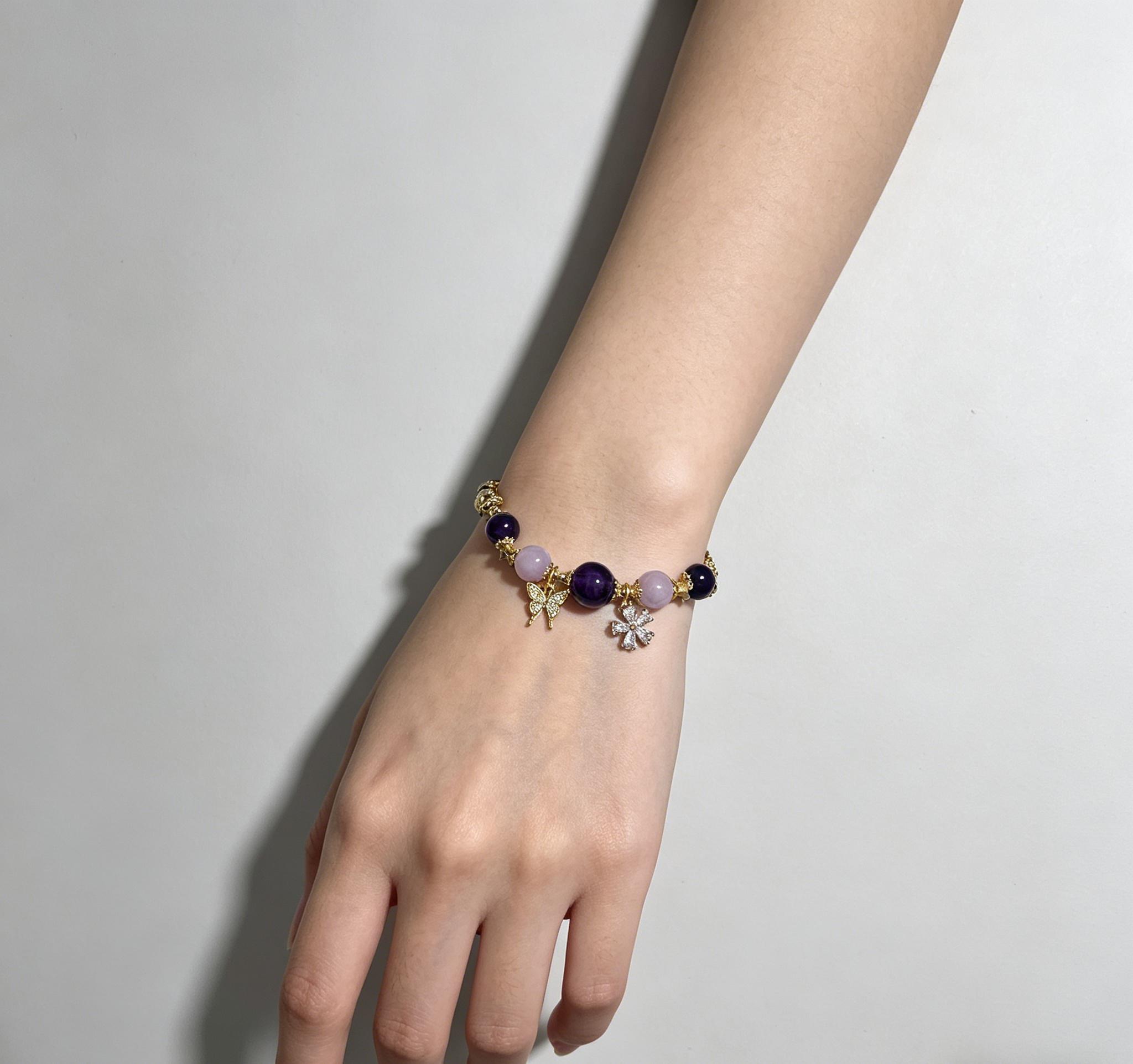 Mixed Natural Crystal Gold Bracelet, Handmade Spiritual Energy Bangle, Healing Gemstone Jewelry for Daily Wear, Dating & Party, Mysterious Elegant Wrist Accessory