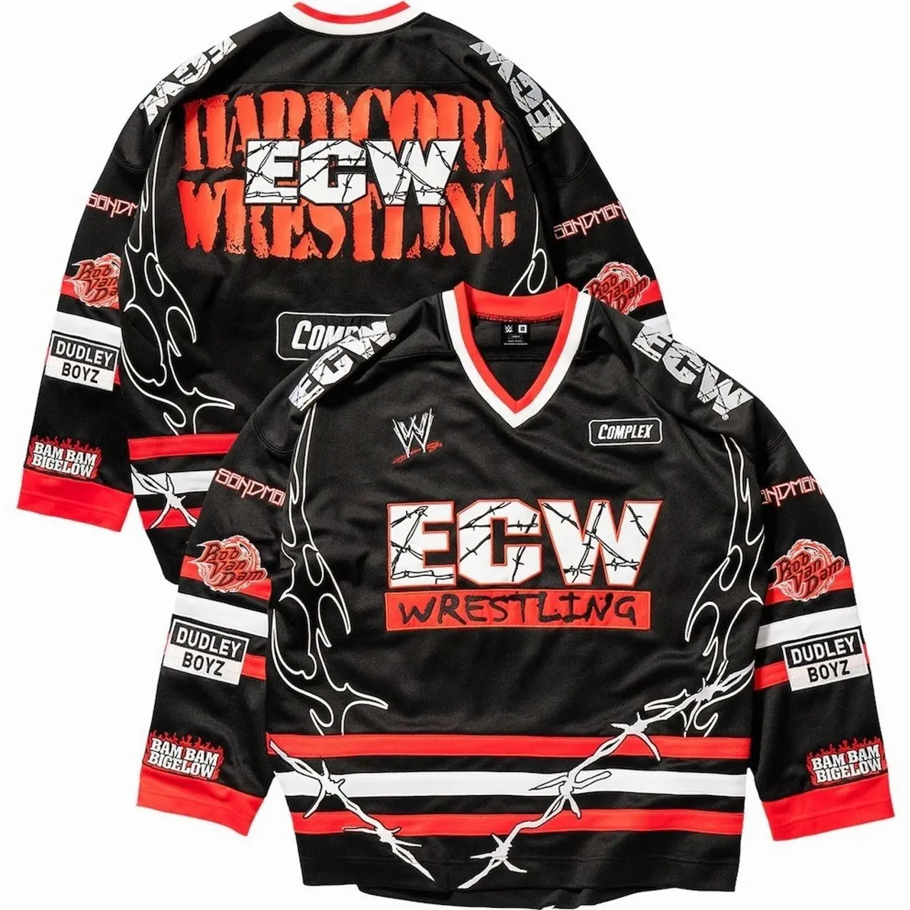 Men ECW Complex Unisex x WWE Hardcore Hockey Jersey - Black