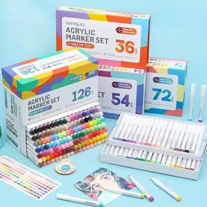 36/54/72/126 Colors Acrylic Paint Markers Set, Soft Brush Tip Acrylic Paint Pens Acrylic Markers for Rock, Egg, Wood, Glass, Canvas Painting, Coloring and Drawing, DIY Crafts Art Supplies