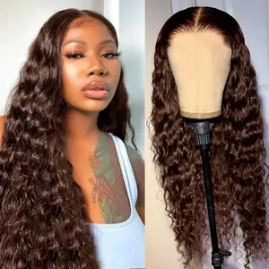 YESWIGS 12"-36" Available Kinky Curly Chocolate Brown 13X4 HD Transparent Lace Front Wigs Human Hair Jerry Curly 13X6 HD Lace Frontal Wig Human Hair Wear and Go Glueless Wig Human Hair Pre Plucked with Baby Hair Brown 4X4 Hd Lace Closure Wigs
