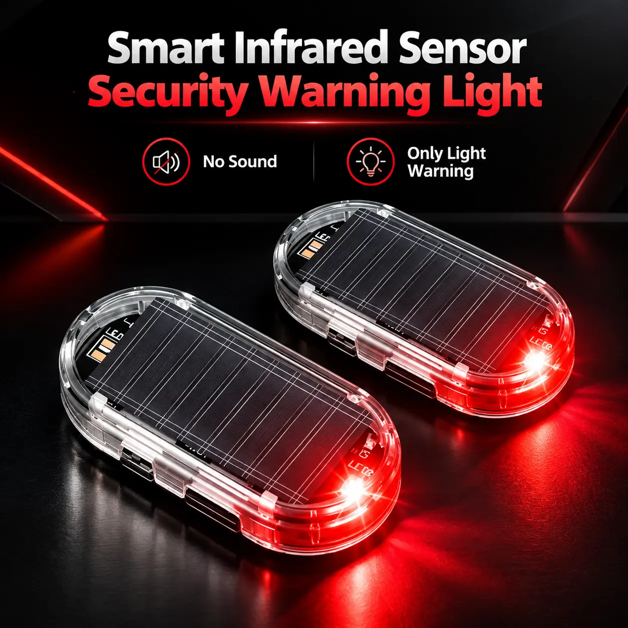 Car Fake Alarm Light, Smart Infrared Sensor Security Warning Light.No sound, only lights.