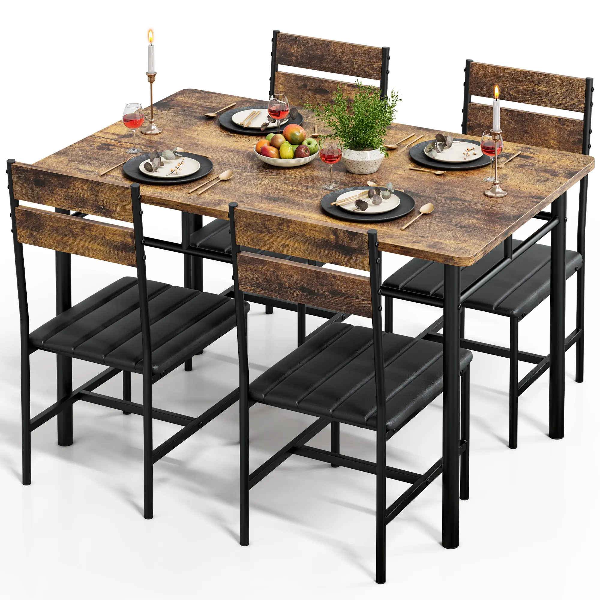 Rectangle Dining Table-Rustic Brown