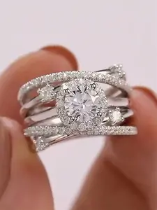 1 PC Gorgeous Cubic Zirconia Ring For Women For Wedding Engagement Anniversary Party Jewelry Valentine's Day Gift Wedding Rings