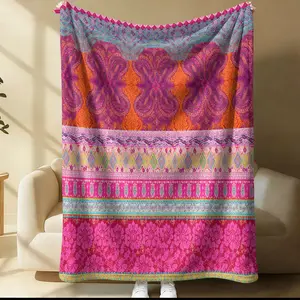 Wave Pattern Blanket, All-Season Use, Suitable for Bed Sofa Car Room Decor Gift, Fits Children and Adults, Traditional Retro Style