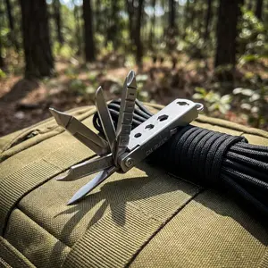 1PC, multifunctional small tool, lockless folding knife, all steel material, integrated with functions such as screwdriver, card retrieval needle, bottle opener, etc., compact size, easy to store or carry, suitable for outdoor or home use, ho