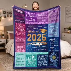 2026 Graduation Gift Blanket - All Seasons, Class of 2026 Diploma, Soft Polyester Flannel with Soundwave Technology Embossed Printing, Multi-Color for Dorms, Parties, for Graduating Seniors