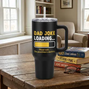 Dad Joke Loading 40oz Tumbler with Handle, Funny Father's Day Gift for Dad, New Dad Gift, Travel Mug, Stainless Steel Insulated Cup