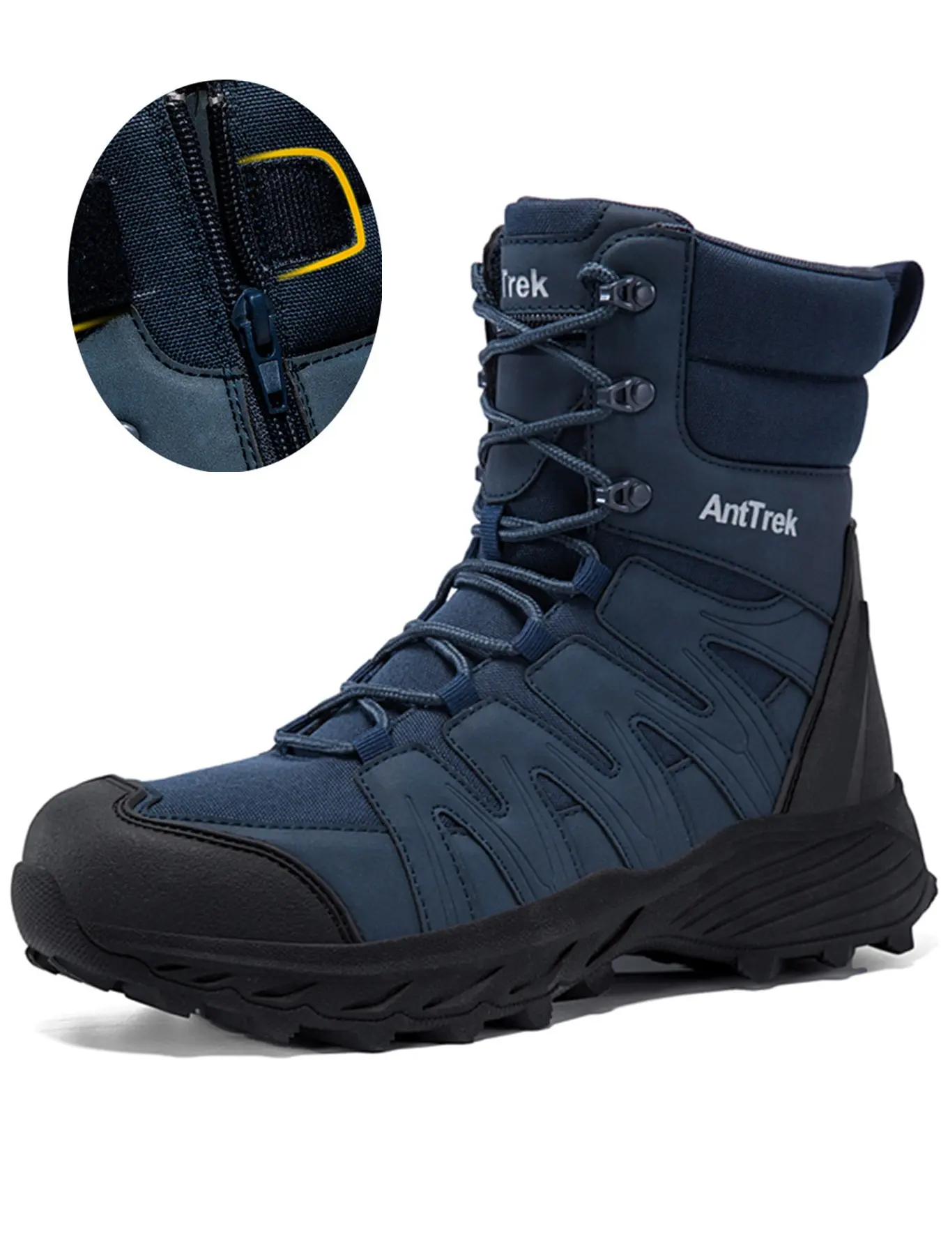 Men's Tactical Boots, Workboots, Rugged Work Boots, Work Boots Casual, Side Zip Design, Closed, Anti-Slip Rubber Sole, Impact-Resistant Toe, All-Season Durability, Ideal for Camping, Hiking, Work, Outdoor Work Shoes