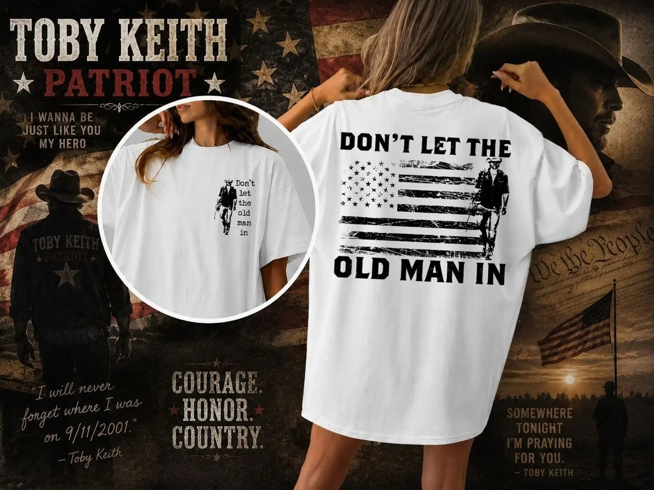 "Don't Let the Old Man In" Toby Keith Tribute T-Shirt - Vintage Country Music Graphic Tee, Don't Let The Old Man In