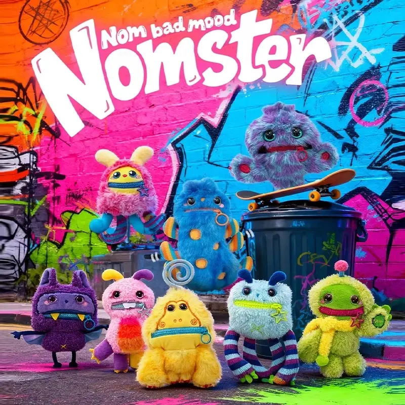 Nomster Nom Bad Mood Vocal Plush Pendant Blind Box Cute Furry Monster Keychain Fashion Graffiti-Style Backpack Accessory Fun Decor Toy And Novelty Small Present For Teens