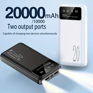 Large capacity 10000mAh/20000mAh power bank, support Micro/Type-C interface, dual input and dual output digital display power bank, dual LED lamp portable mobile power supply, safe and stable polymer battery, Mini Portable Power Bank