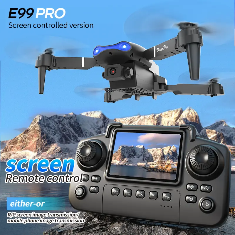 E99 PRO Drone with 4K Camera, Foldable FPV Quadcopter, 45Mins Flight with 3 Batteries，E99 PRO FPV Drone 4K Camera, Foldable RC Quadcopter, WiFi Real-time Transmission, APP/Remote Control