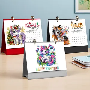 Unicorn Diamond Painting Desk Calendar, 2026 New Year Calendar, Creative Handmade, Room Decor, Holiday Decoration, Perfect Gift