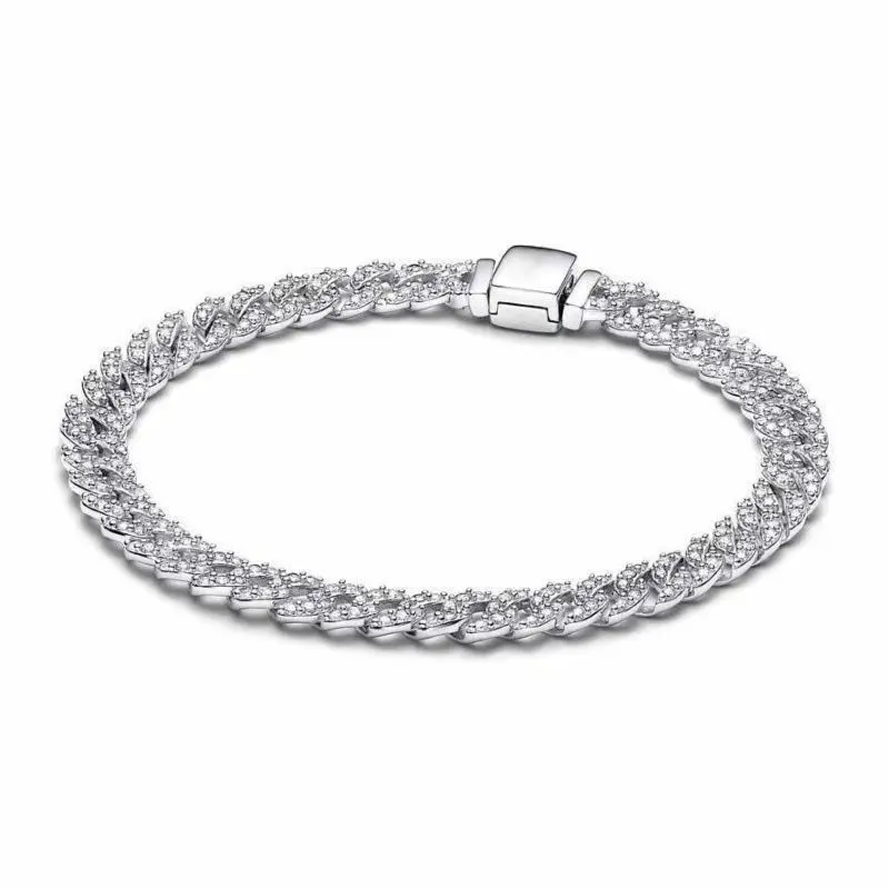 S925 sterling silver PAPAI Cuban chain bracelet fit for lady fashion charm bracelet popular gift for her S925 sterling silver PAPAI Cuban chain bracelet fit for lady fashion charm bracelet popular gift for her