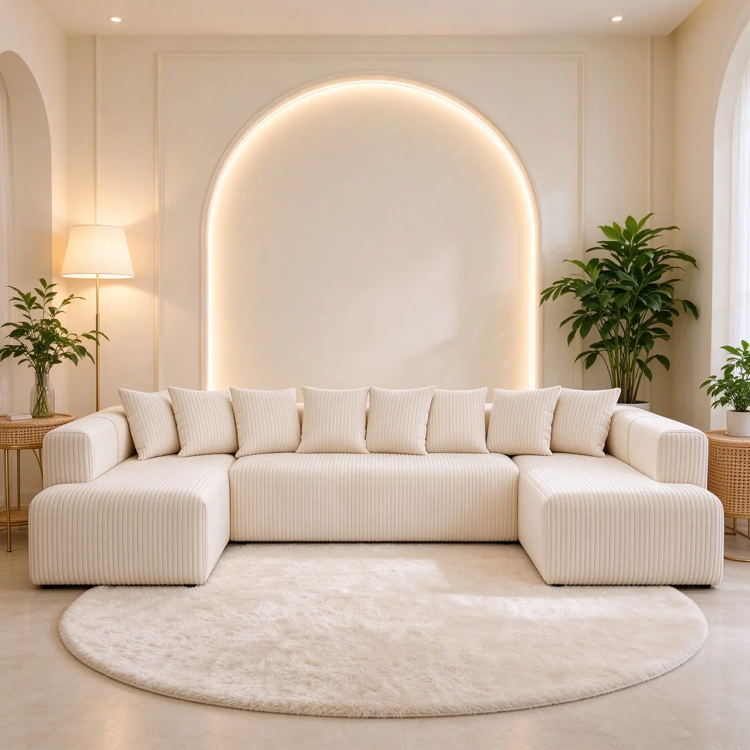 146"Modular U-Shaped Sectional Sofa, Plush Corduroy Velvet Boneless Couch, Extra Deep Chaise for Relaxing at Home
