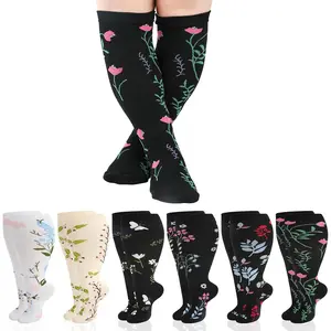 6 Pairs Plus Size Compression Socks  Women Wide Calf Extra Large Knee High Support  Travel Yoga Running Circulation