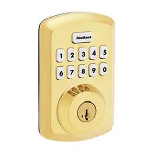 Kwikset 5043684 Powerbolt Zinc Electronic Deadbolt, Polished Brass